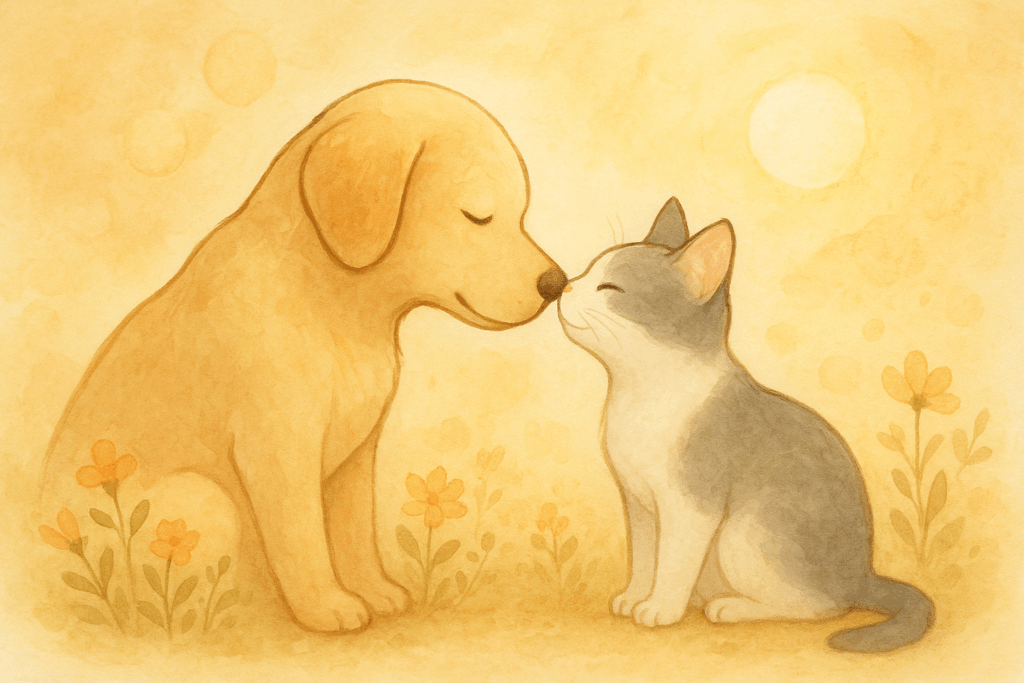 犬猫のお別れのイラスト