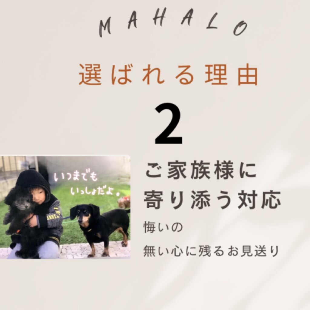 大和市のペット火葬MAHALOで行うメモリアル ご家族様に寄り添い心を込めてお見送りのお手伝い