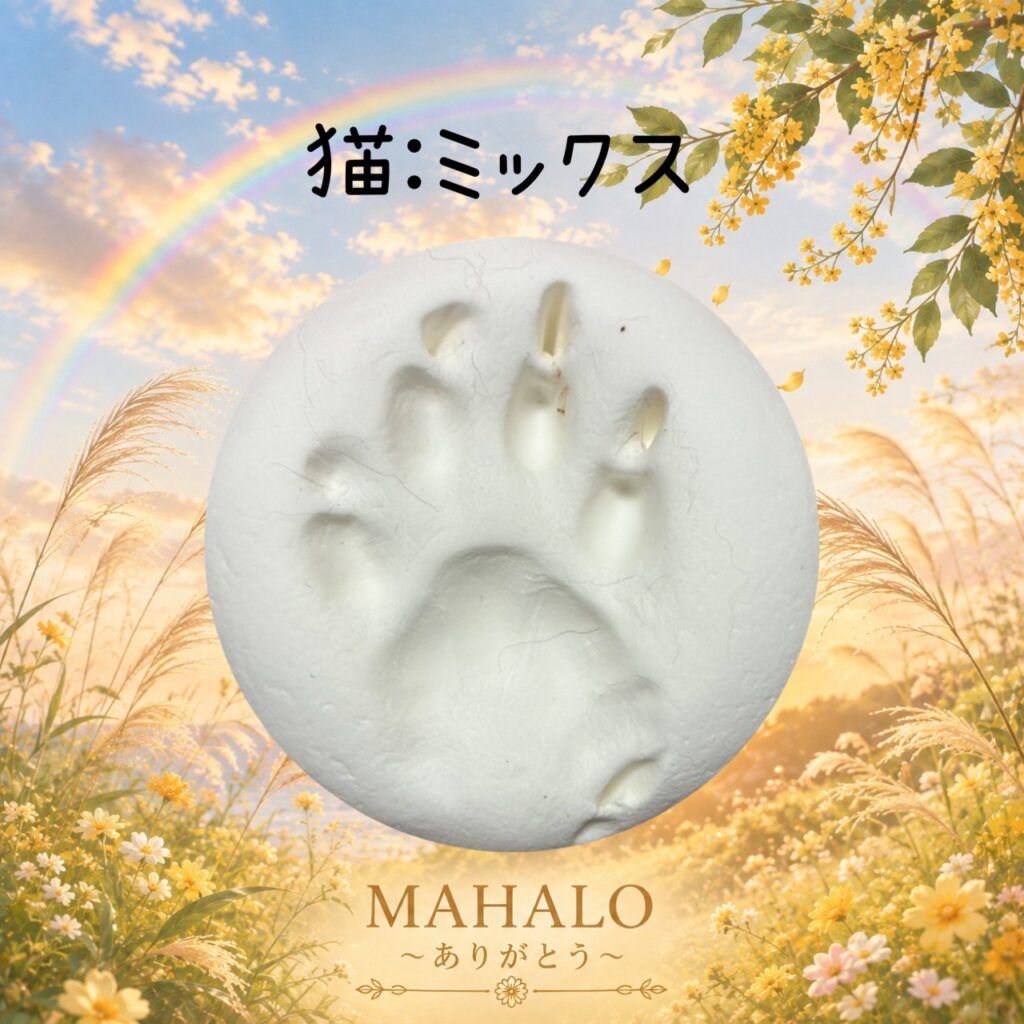 MAHALOにてペット火葬のご対応をした猫の足型
